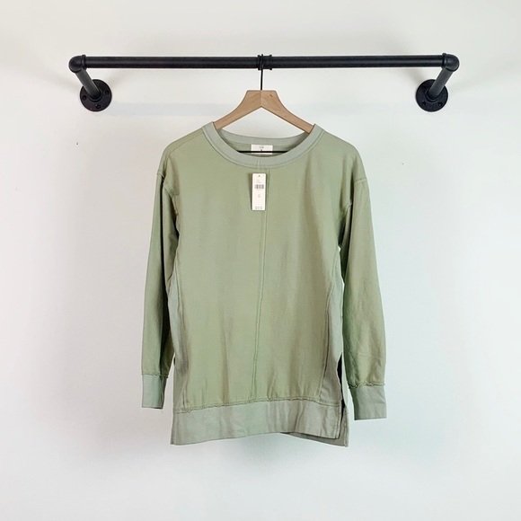 NWT Anthropologie T.La Ribbed Trim Tunic Sweatshirt - Picture 4 of 7